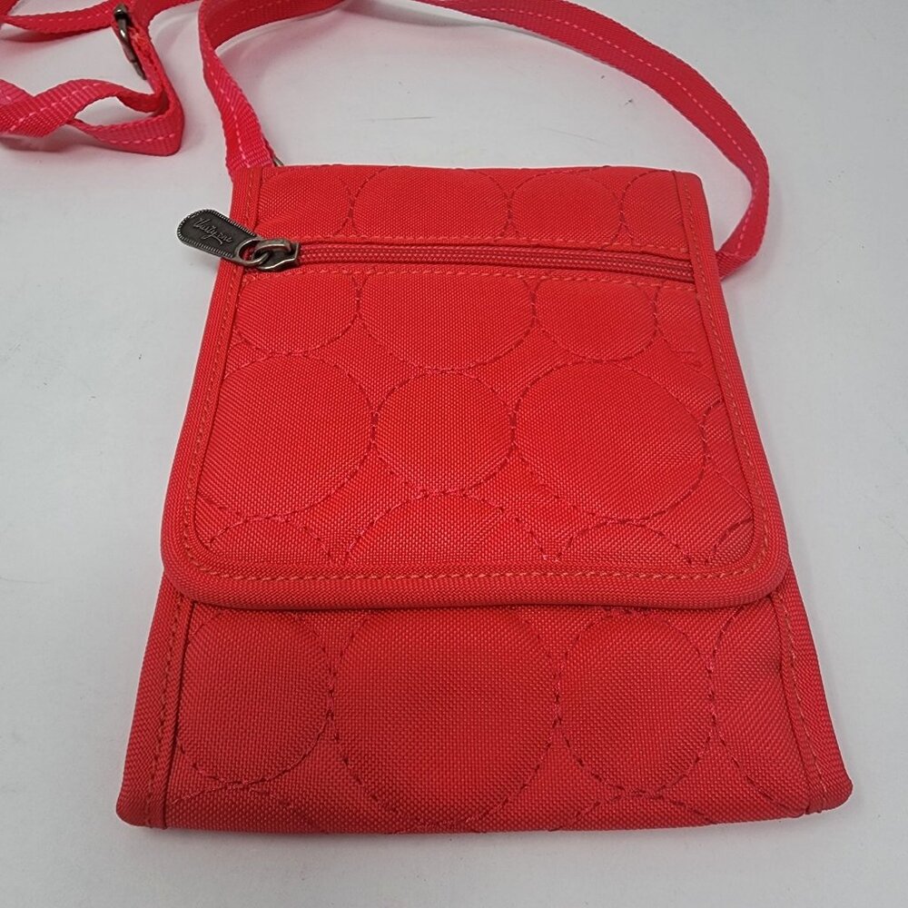 Thirty One Coral Quilted Crossbody Wallet Adjustable Strap 5x7 Purse New - Picture 4 of 10
